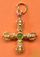 Petit pendentif Double Dorje doré consacré – Wat Manghön Thong La Magie du Bouddha.