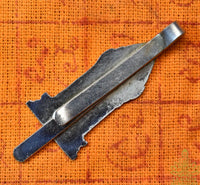 Vintage stainless steel tie clip with polychrome reclining Buddha