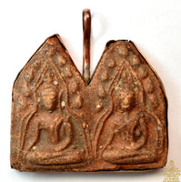 Rare amulette Phra Khunpen double ancienne en terre cuite. La Magie du Bouddha.