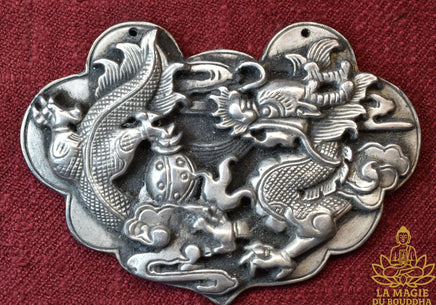 Plaque talismanique chinoise dragon et perle sacrée La Magie du Bouddha.