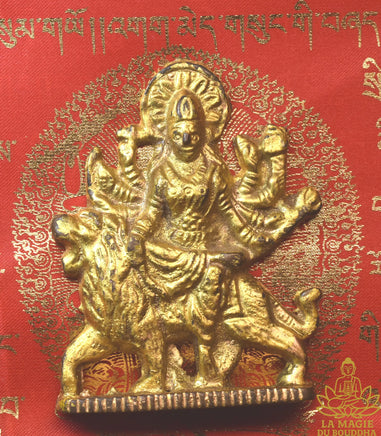 🔱 Statuette ancienne de la déesse Durga en bronze doré La Magie du Bouddha.