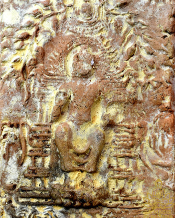 ☸ Ancienne tablette votive bouddhiste Dvaravati en terre cuite - Wat Phra Pathom Chedi La Magie du Bouddha.