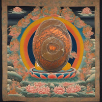 Perle sacrée tibétaine Dzi ancienne à trois yeux – Modèle orange craquelé La Magie du Bouddha.
