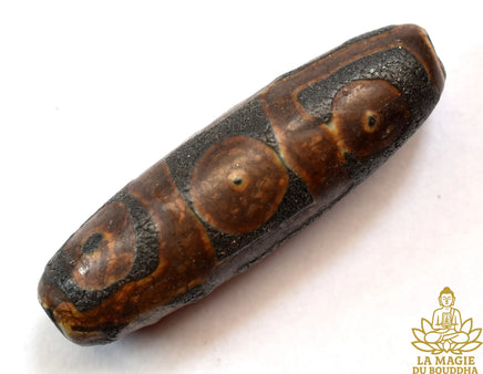 Perle sacrée tibétaine Dzi ancienne à neuf yeux La Magie du Bouddha.