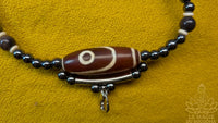 Thai Amulet Necklace with Sacred Two-Eyed Dzi Bead