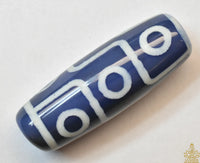 Dzi tibétain à neuf yeux en agate bleue – Bénédictions de Sangye Menla