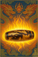 Ancient sacred Dzi bead decorated with a dragon