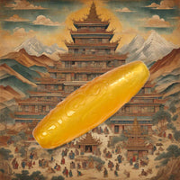 Perle sacrée tibétaine jaune sculptée – idéale pour mala de Jambhalla La Magie du Bouddha.