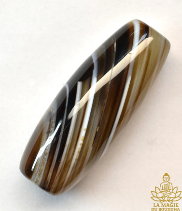 Perle Dzi en agate tibétaine rayée naturelle La Magie du Bouddha.