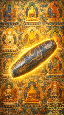 Ancien Dzi tibétain sacré à neuf yeux La Magie du Bouddha.