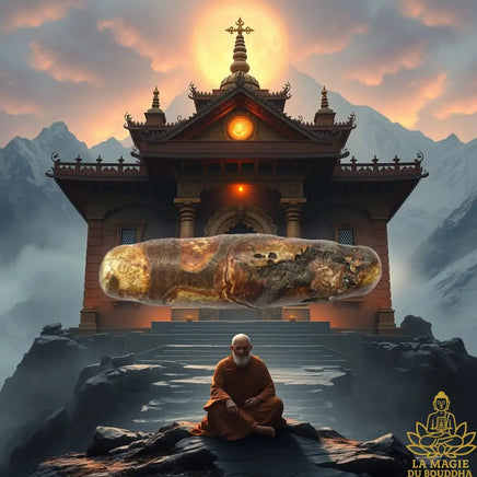 Rare perle sacrée tibétaine Dzi au lotus La Magie du Bouddha.