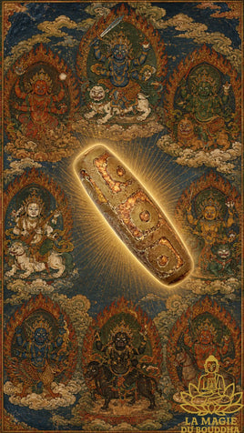 Perle tibétaine sacrée Dzi neuf yeux ancienne patine naturelle La Magie du Bouddha.