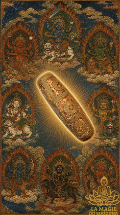 Perle tibétaine sacrée Dzi neuf yeux ancienne patine naturelle La Magie du Bouddha.