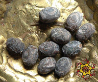 Petites perles sacrées Tibétaines Dzi à trois yeux - aspect ancien.