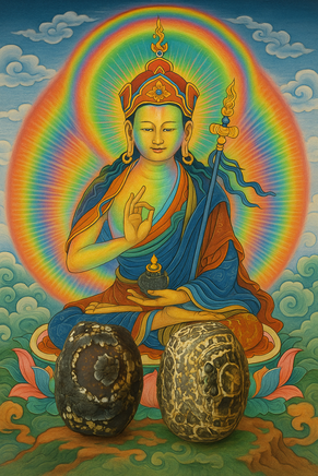 Paire de petits dzi anciens à trois yeux – style Gourou Rinpoché La Magie du Bouddha.