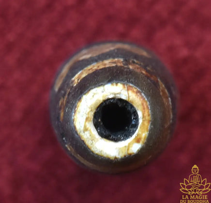 Perle tibétaine Dzi ancienne motif Lotus sacré La Magie du Bouddha.