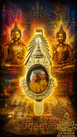 Gold-plated clip of King Bhumibol Adulyadej and Queen Sirikit – First Edition 1990