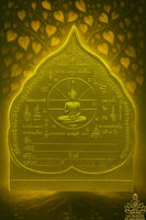 Carte dorée pentacle Yant feuille d'arbre du Bouddha.