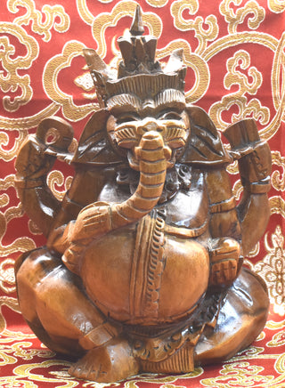 Statue indonésienne de Ganesh en bois précieux – Artisanat sacré d’Asie du Sud-Est La Magie du Bouddha.