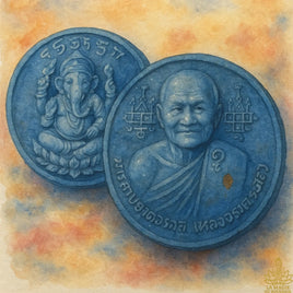 Amulette bleue Phra Pikanet (Ganesh) – Luang Phor Uthamma – Wat Parungsee (1995)