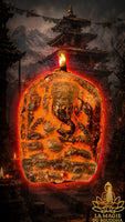 Ancient Nepalese Ganesh amulet in translucent glass paste and sacred Sidhur paste