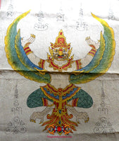 Tissus sacré Thaï Pa Yant peint à la main du Phaya Kruth (Garouda).