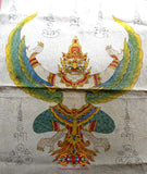 Tissus sacré Thaï Pa Yant peint à la main du Phaya Kruth (Garouda).