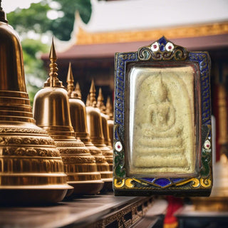 Amulette ancienne Phra Somdej – Wat Rakhang – Début XXe siècle – Reliquaire décoré La Magie du Bouddha.