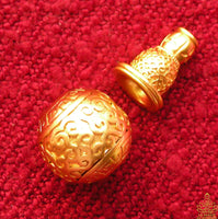 Bille de tête en métal doré gravé pour chapelet Tibétain mala.