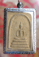 Grande amulette ancienne Phra Somdej – Poudre sacrée brune – Amulette bouddhiste rare