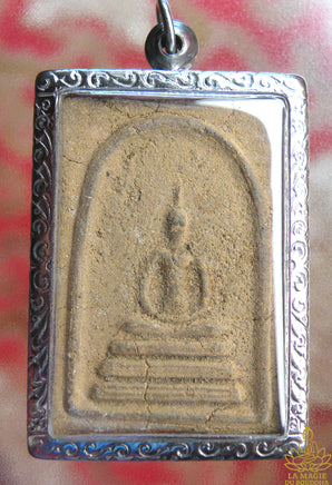 Grande amulette ancienne Phra Somdej – Poudre sacrée brune – Amulette bouddhiste rare