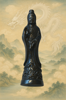 Statuette alchimique de Guan Yin protectrice – Alliage Mekkapat bleu sombre La Magie du Bouddha.