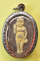 Old unfired clay Khuman Thong amulet of fortune – Origin unknown