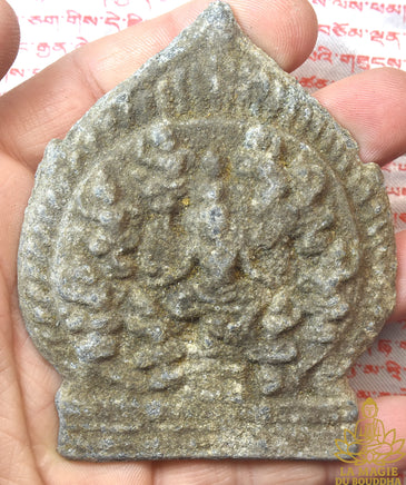 Tablette votive khmère ancienne de Hévajra en métal gris La Magie du Bouddha.