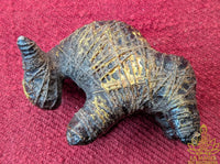 Rare antique Thai Voodoo Buffalo Kwai Tanoo statuette made of lacquered sacred earth and wrapped with Sai Sin