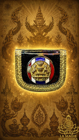 Ancien insigne officiel thaïlandais aux symboles héraldiques du Siam La Magie du Bouddha.