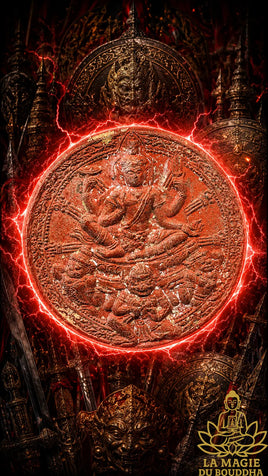 Grande amulette Thaï Phra Issuan et Phra Pidta. La Magie du Bouddha.