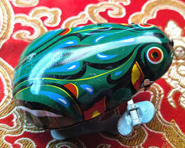 Grenouille mécanique vintage en fer blanc – Offrande pour Khuman Thong La Magie du Bouddha.
