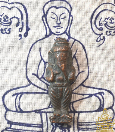 Amulette ancienne Cambodgienne de Ganesh debout en cuivre La Magie du Bouddha.