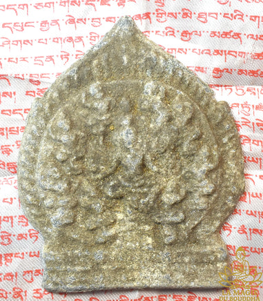 Tablette votive khmère ancienne de Hévajra en métal gris La Magie du Bouddha.