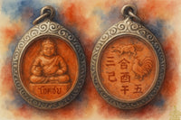 Amulette de Kubéra (Chokchai) – Triple Harmonie astrologique (Serpent, Coq, Bœuf) – Thaïlande