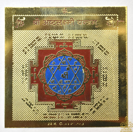 Yantra doré d’Ashta Lakshmi – Sri Ashta Lakshmi Yantra La Magie du Bouddha.