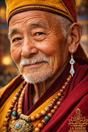 Boucle d’oreille Dorje en métal argenté pour pratiquant tantrique tibétain La Magie du Bouddha.