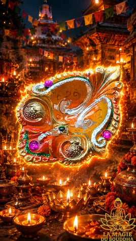 Lampe à huile Diya Diwali traditionnelle en terre cuite peinte à la main La Magie du Bouddha.