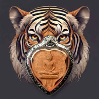 Lersi terracotta tiger-face amulet – Wat Hong Phra (2001)