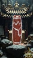 Perle sacrée tibétaine Dzi Lotus en cornaline artisanale récente La Magie du Bouddha.