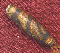 Rare perle sacrée tibétaine Dzi au lotus La Magie du Bouddha.
