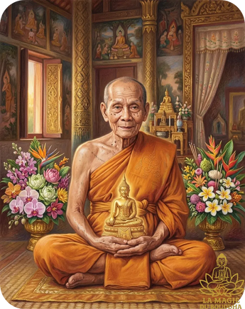 Rare amulette Look Aum Phra Sanghajai - Très Vénérable Luang Phor Poon du Wat Pailom La Magie du Bouddha.