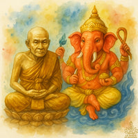 Grande amulette peinte à la main de Luang Phor Thuat et Phra Pikanet – Vénérable Ajarn Noom du Wat Bang Waek