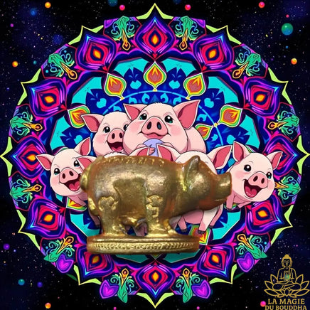 Amulette cochon magique de fortune Moo Khumphai Mahalap Athithan Jit - Très Vénérable Luang Phor Tim du Wat Phra Khao La Magie du Bouddha.